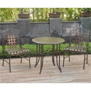 Mandalay Iron 3 Piece Patio Bistro Set in Bronze
