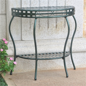 International Caravan Santa Fe Iron Patio Console Table in Verdi Gris