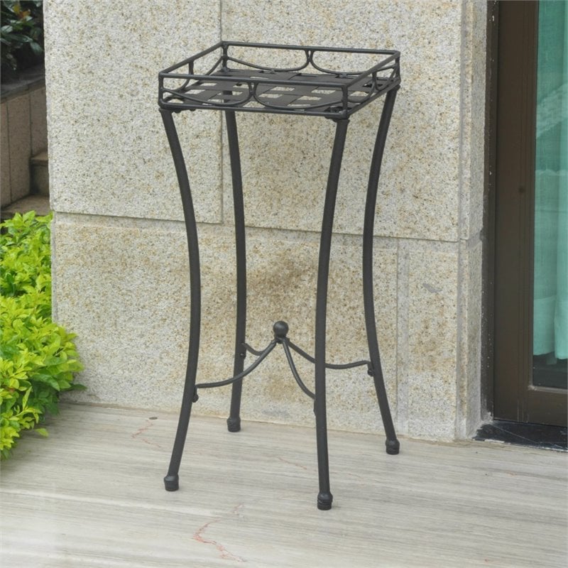 International Caravan Santa Fe Iron Patio Plant Stand in Antique Black