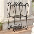 International Caravan Santa Fe 3 Tier Iron Plant Shelf in Black
