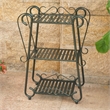 International Caravan Santa Fe 3 Tier Iron Plant Shelf in Verdi Gris