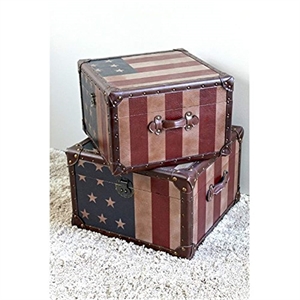International Caravan American Trunk in Stars and Stripes (Set of 2)