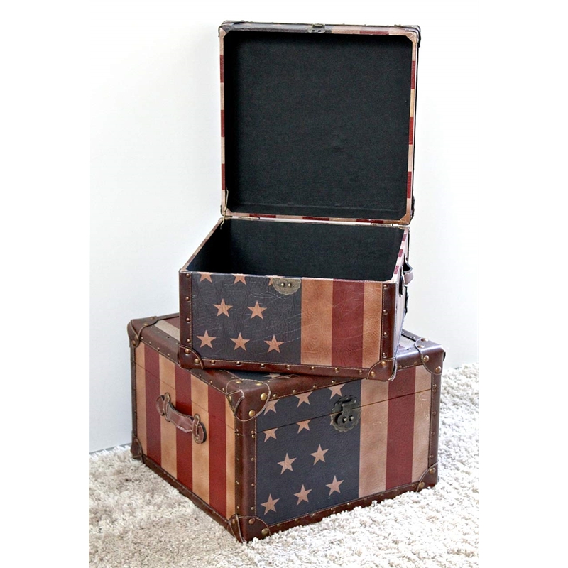 International Caravan American Trunk in Stars and Stripes (Set of 2)