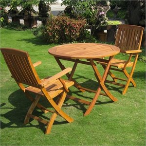 International Caravan Tahiti Balau 3 Pc Patio Bistro Set in Natural