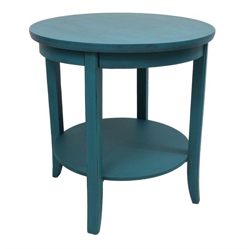 Ashbury Round Two Tier End Table in Antique Teal WS3606TL