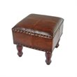International Caravan Seville Square Faux Leather Ottoman in Brown