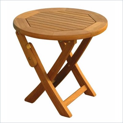 International Caravan Wood Round Folding Patio Table   TT RT 014