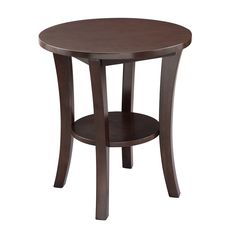 Leick Furniture Boa Round Wood End Table in Chocolate Cherry