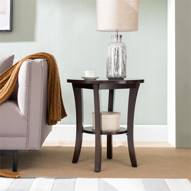 Leick Furniture Boa Round Wood End Table in Chocolate Cherry