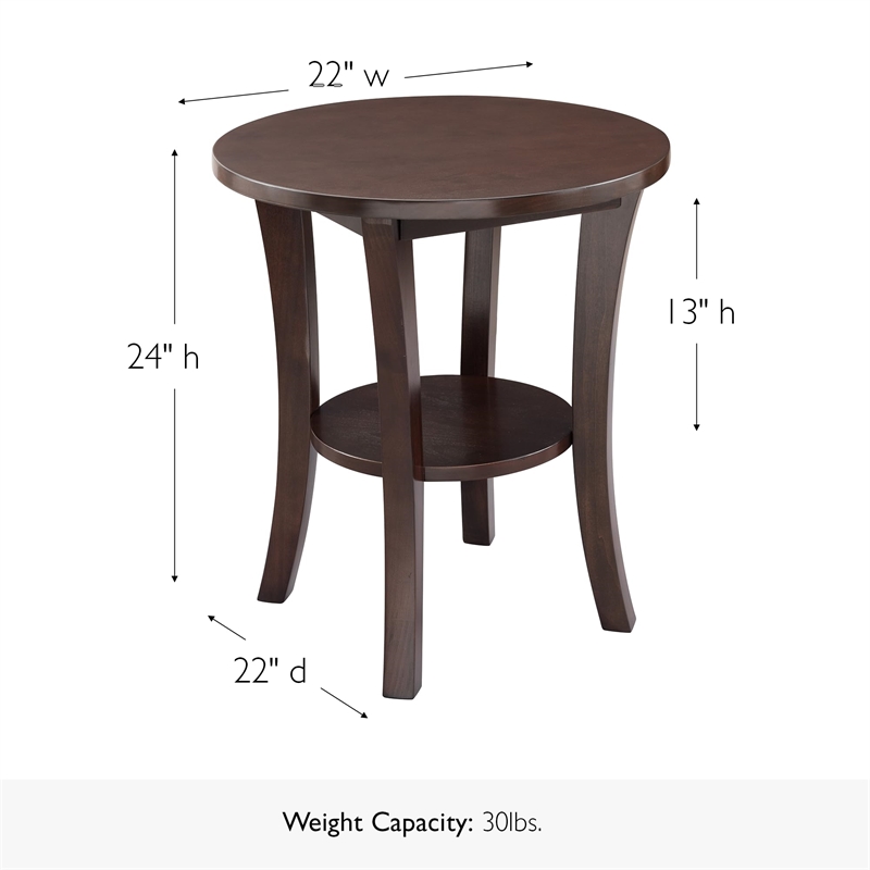 Leick Furniture Boa Round Wood End Table in Chocolate Cherry