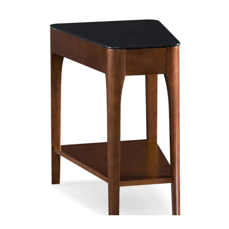 Leick Furniture Obsidian Glass Top Wood End Table in Chestnut Oak