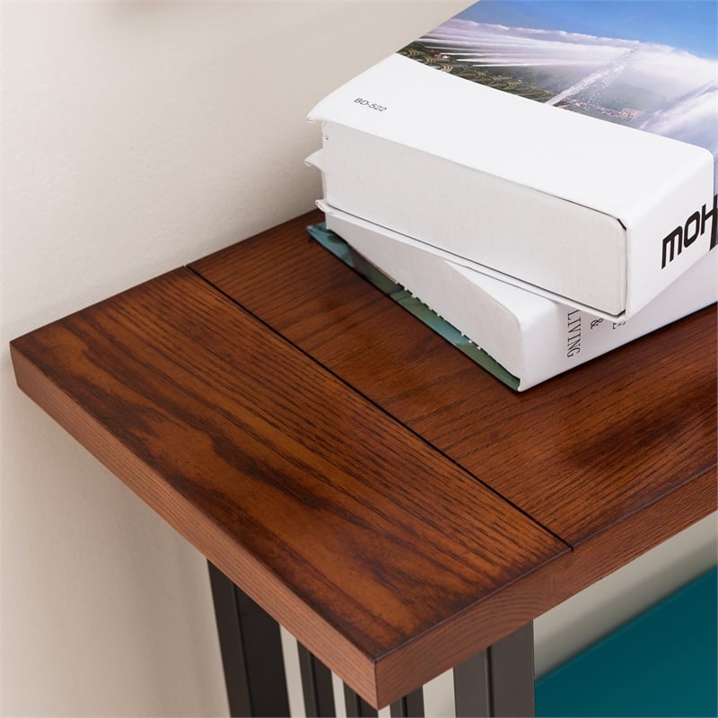 Leick Ironcraft Wood Console Table in Burnished Oak