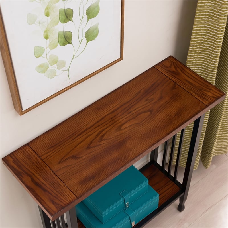 Leick Ironcraft Wood Console Table in Burnished Oak