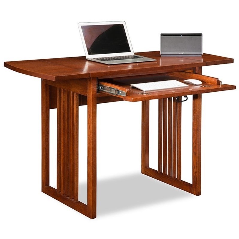 Leick Computer Wood Desk in Mission Oak Chocolate