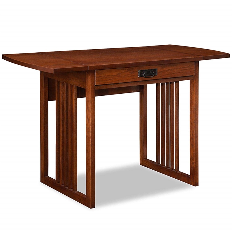 Leick Computer Wood Desk in Mission Oak Chocolate