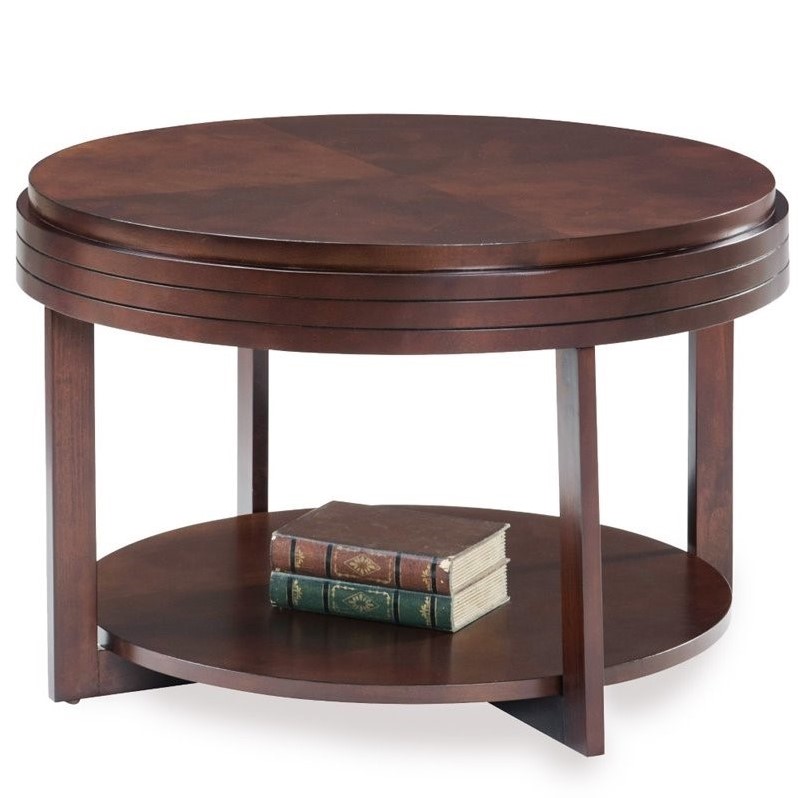 Leick Favorite Finds Round Wood Coffee Table in Chocolate Cherry