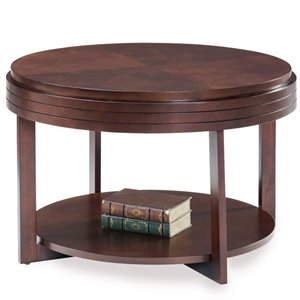 leick favorite finds round coffee table in chocolate cherry
