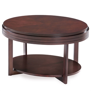 Leick Favorite Finds Oval Wood Coffee Table in Brown/Chocolate Cherry
