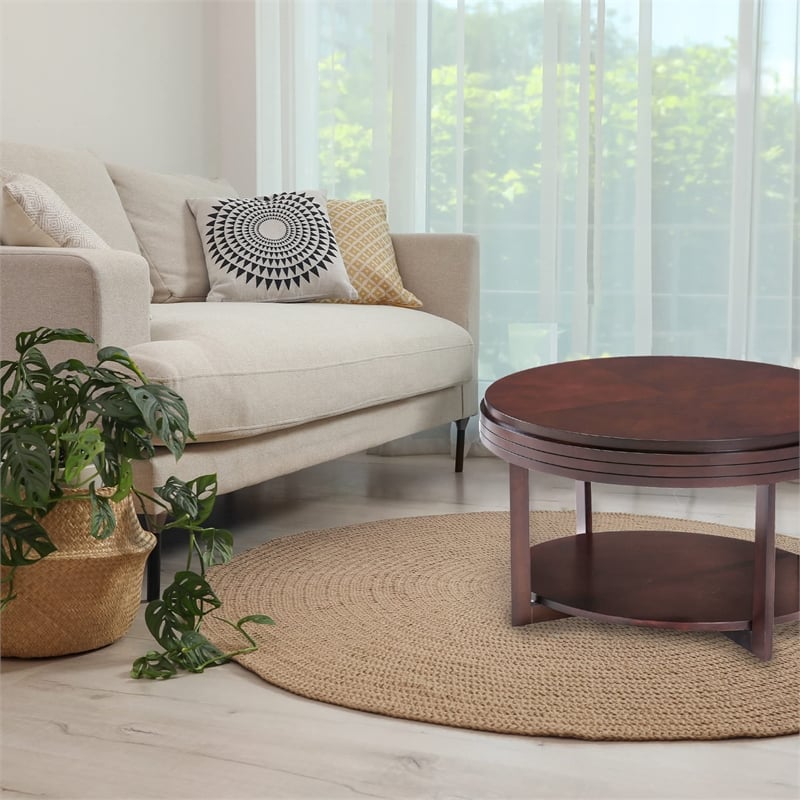 Leick Favorite Finds Oval Wood Coffee Table in Brown/Chocolate Cherry