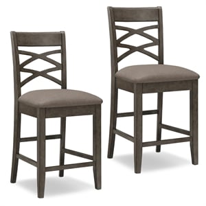 Leick Favorite Finds Double 24&quot Crossback Counter Stool in Graystone