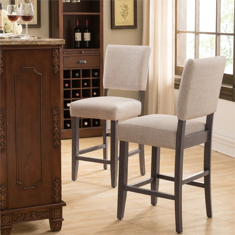 Leick Favorite Finds Wood Upholstered Back Counter Stool Set in Heather Gray