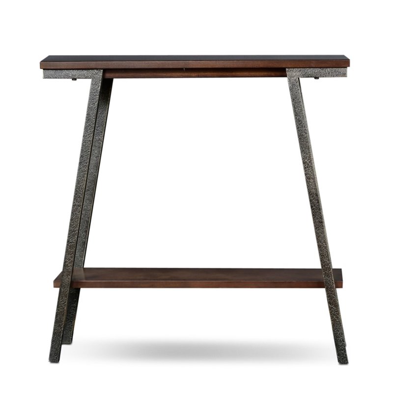 Leick Empiria Wood Console Table in Walnut and Foundry Bronze
