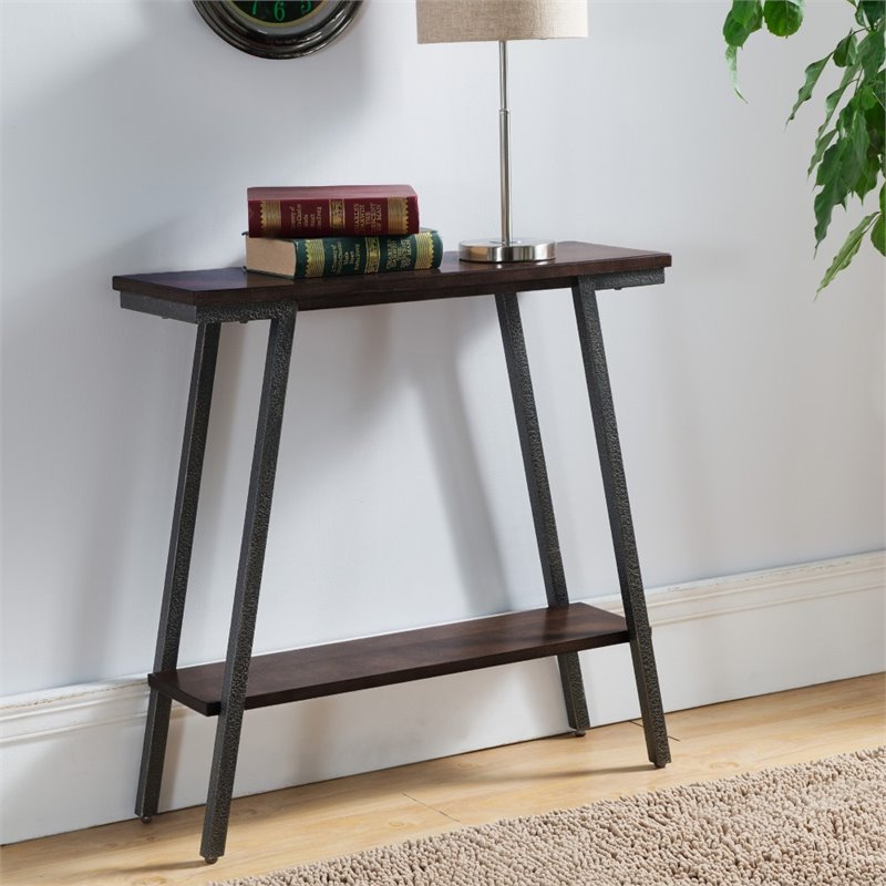 Leick Empiria Console Table in Walnut and Foundry Bronze 