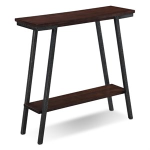 leick empiria wood console table in walnut and foundry bronze