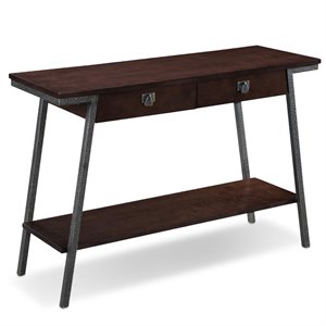 leick empiria 2 drawer console table in walnut and foundry bronze