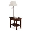 Leick Laurent Pewter End Table with Lamp in Chocolate Cherry