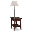 Leick Laurent Pewter End Table with Lamp in Chocolate Cherry