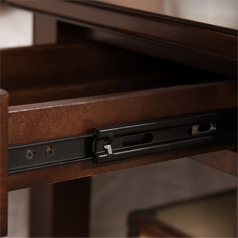 Leick Laurent Pewter End Table with Lamp in Chocolate Cherry