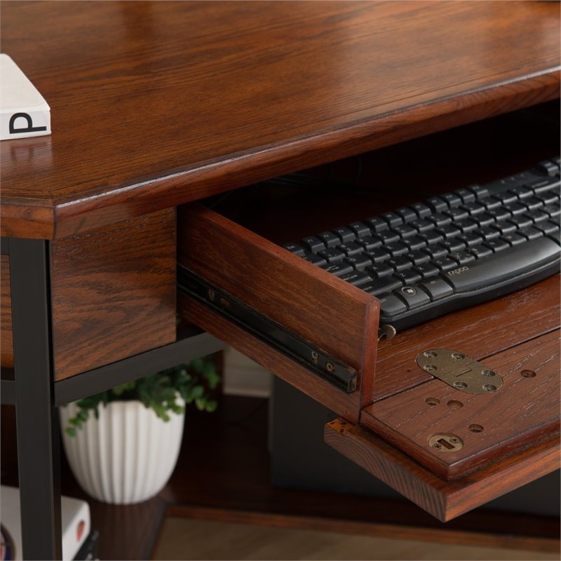 Leick Ironcraft Corner Computer Desk In Mission Oak 11230 Leick Ironcraft Corner Computer Desk In Mission Oak