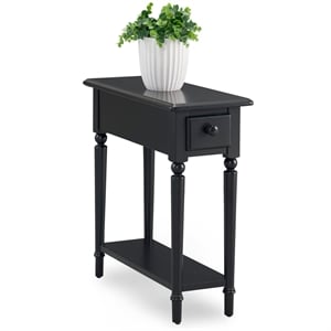 Leick Coastal Notions Solid Wood End Table with Shelf in Swan Black