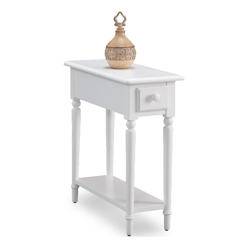 Leick Coastal Notions Wood End Table with Shelf in Orchid White