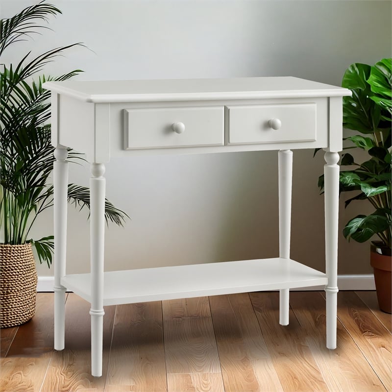 Leick Coastal Coastal 30 in. Solid Wood Console Table with Drawer Storage-White