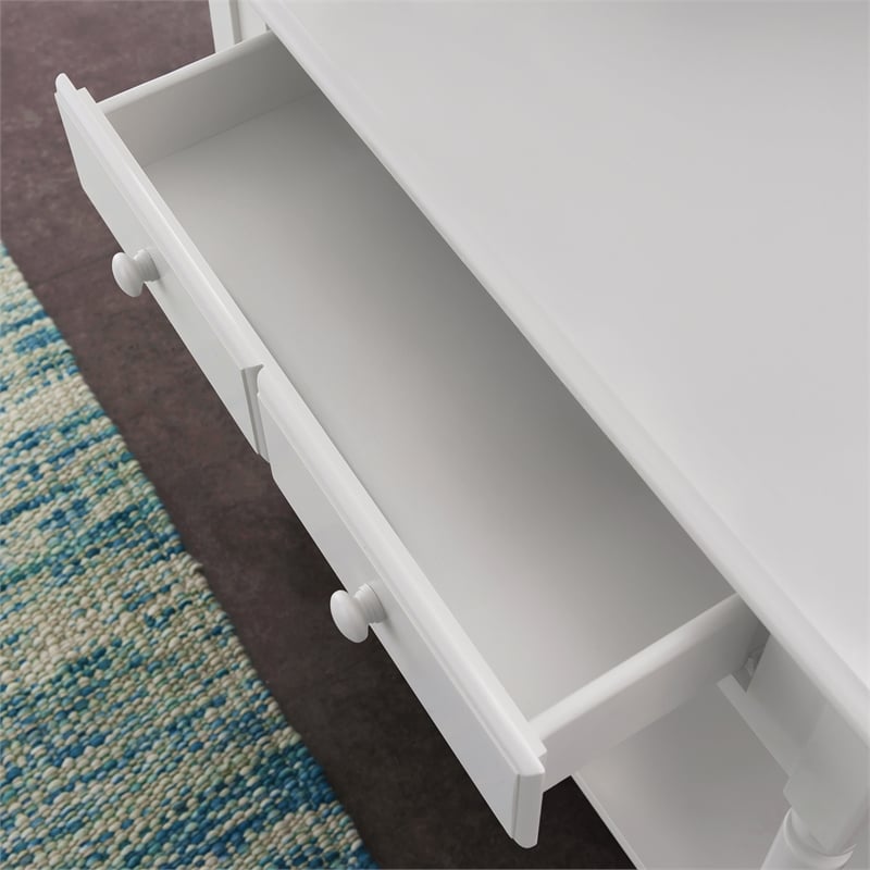 Leick Coastal Coastal 30 in. Solid Wood Console Table with Drawer Storage-White