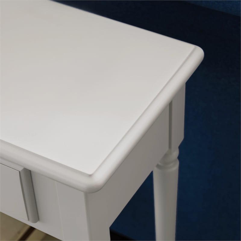Leick Coastal Coastal 30 in. Solid Wood Console Table with Drawer Storage-White