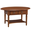 Leick Coastal Notions Oval 1 Drawer Wood Coffee Table in Pecan/Espresso