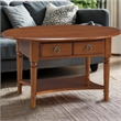 Leick Coastal Notions Oval 1 Drawer Wood Coffee Table in Pecan/Espresso