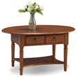 Leick Coastal Notions Oval 1 Drawer Wood Coffee Table in Pecan/Espresso
