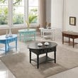 Leick Coastal Notions Oval 1 Drawer Wood Coffee Table with Shelf in Orchid White