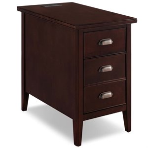 leick laurent 3 drawer end table with usb outlets in chocolate cherry