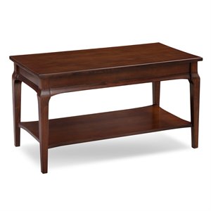 leick home stratus coffee table with display shelf in heartwood cherry