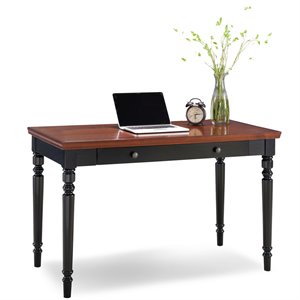 leick home office farmhouse writing desk drawer in blac and russet