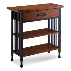 leick ironcraft wood foyer bookcase with drawer storage in brown