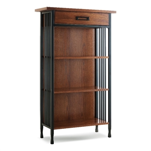 leick ironcraft mantel height brown wood bookcase with drawer storage