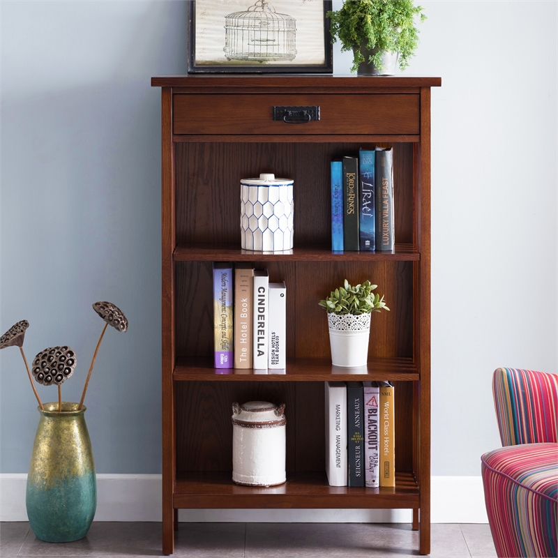 Leick Riley Holliday 3 Shelf Bookcase in Mission Oak