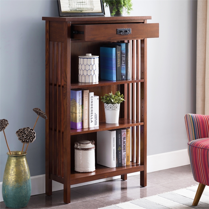 Leick Riley Holliday 3 Shelf Bookcase in Mission Oak