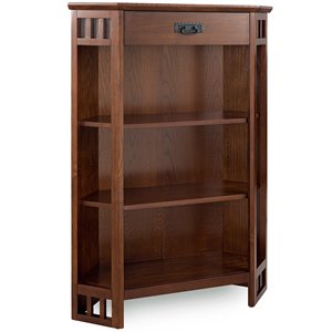 leick riley holliday 3 shelf corner bookcase in mission oak